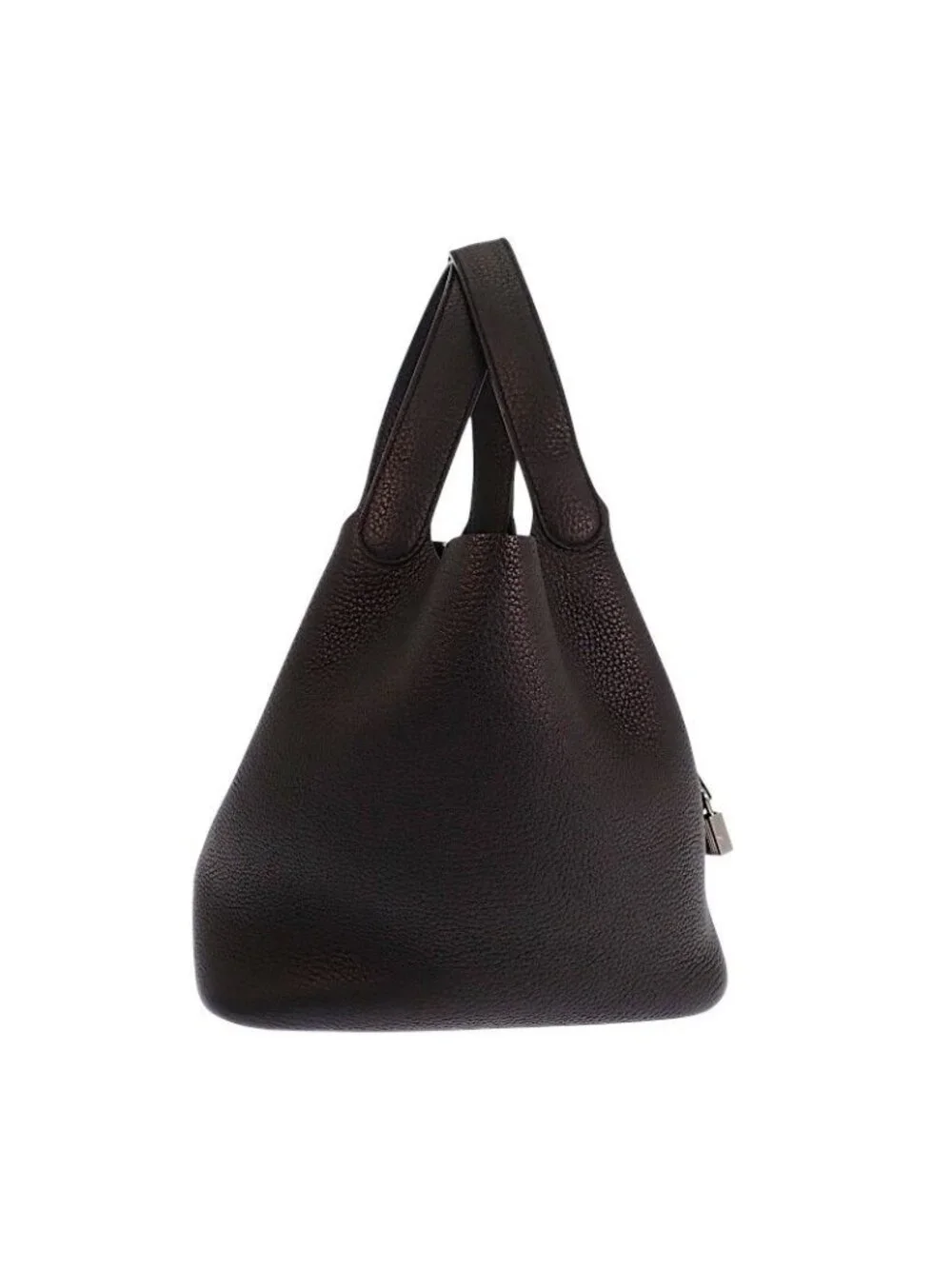 Hermes Picotin Lock MM Handbag Taurillon Clemence Black Silver